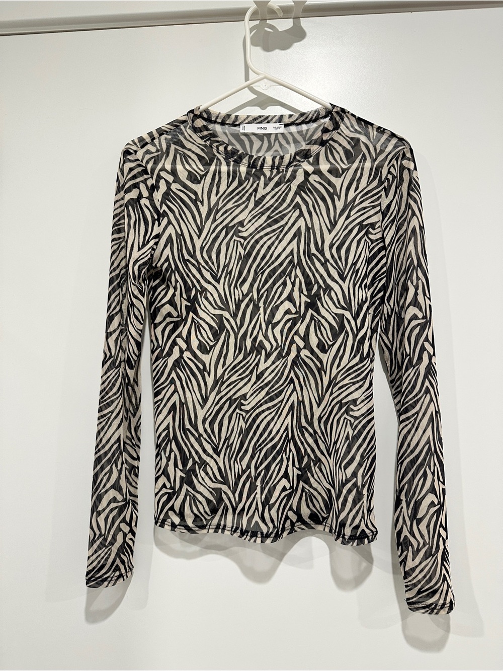 Mango Mesh Zebra Long Sleeve Shirt